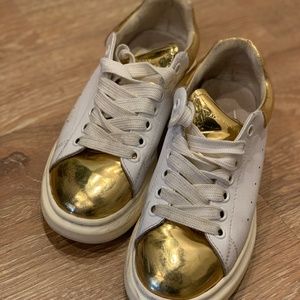 Alexander McQueen Gold and White Sneakers